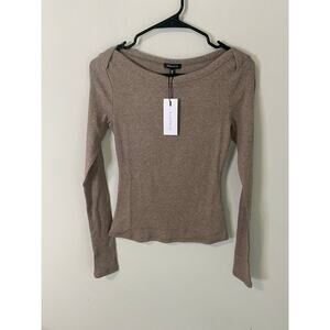 New Dynamite women's Long Sleeve Nola Rib Boat Neck Shirt, Size Small